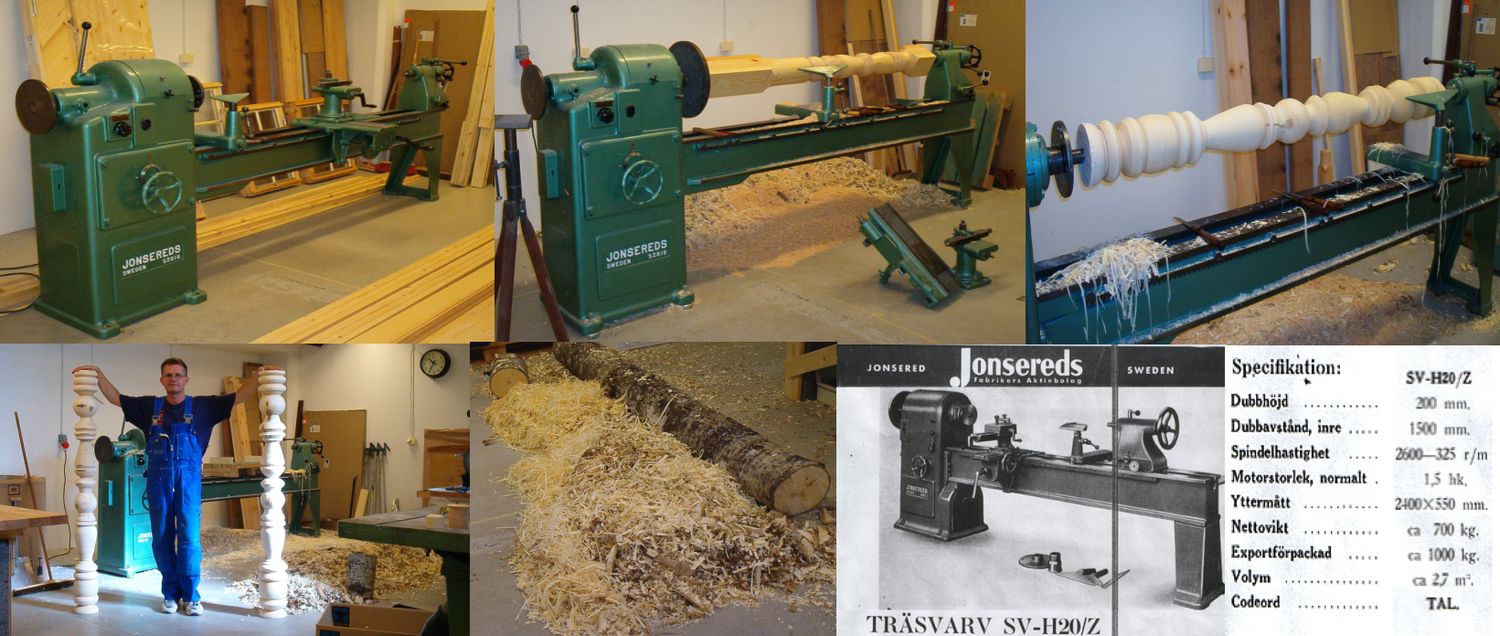 En fantastisk svarv från Jonsered, för stora ämnen och hela stockar! Jonsered svarv, stora ämnen, hela stockar